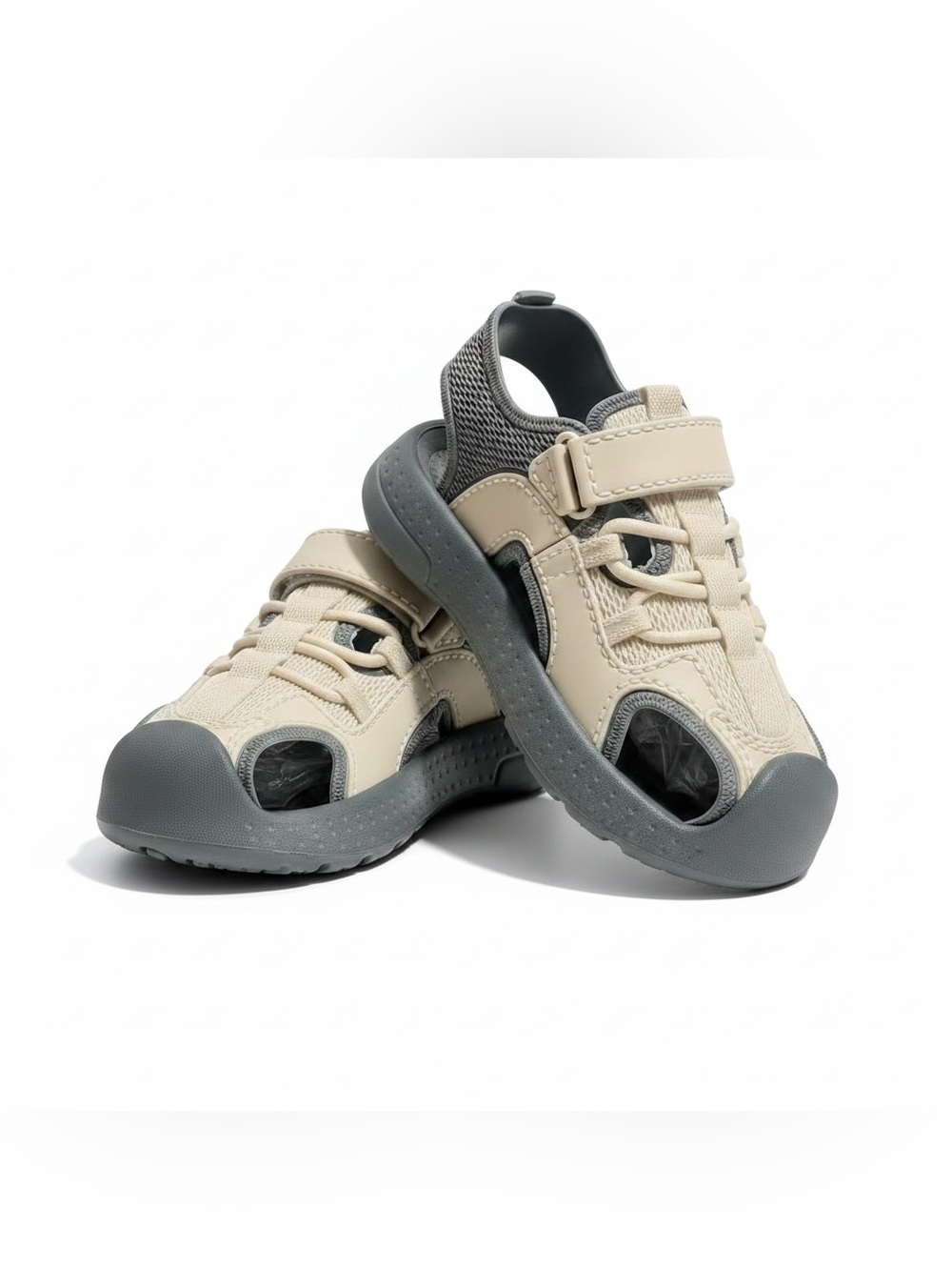 Kids Sandal Sneakers in Beige and Gray - Comfortable Active Shoe